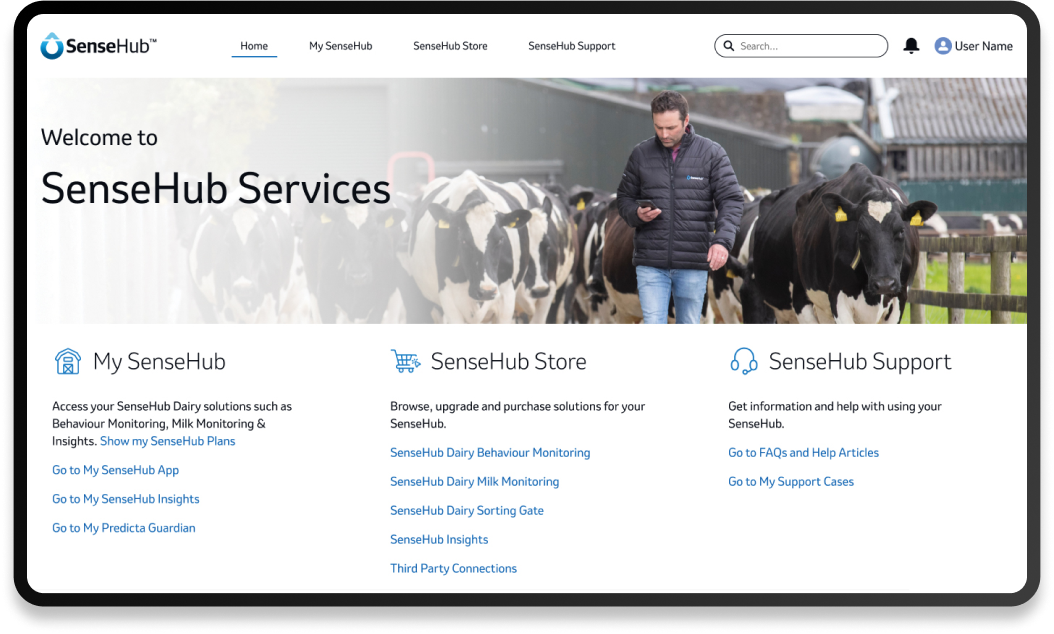 SenseHub Services dashboard
